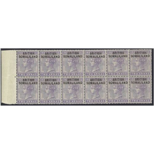 Somaliland 1903 Opt on India 2a Marginal Block/12 Stamps SG3b(Cat £475) MUH 4-28