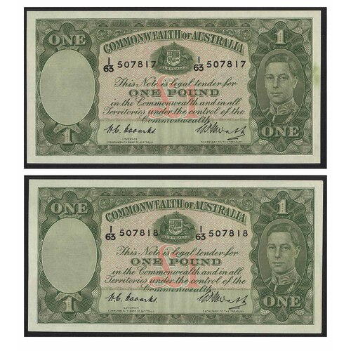 Commonwealth of Australia 1949 £1 Banknote Coombs/Watt R31 Consecutive Pair EF P-24