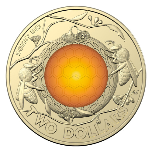 Australia 2022 Honey Bee $2 Dollars Coloured UNC Coin 