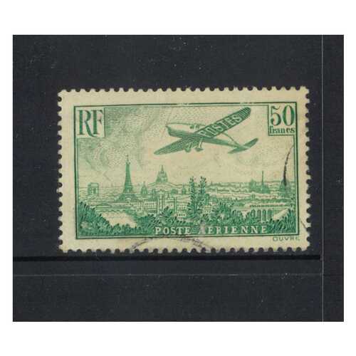 France: 1936 Plane Over Paris 50f Air Single Stamp Scott C14 FU #EU157