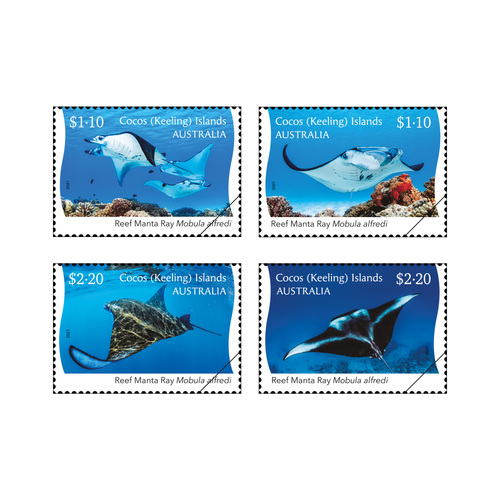 Cocos (Keeling) Islands 2021 Reef Manta Ray Set of 4 Stamps MUH
