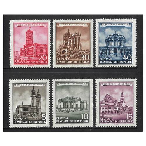 Germany-East: 1955 Buildings Set of 6 Stamps Michel 491/96 MUH #EU177