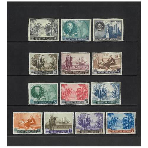 San Marino: 1952 Christopher Columbus Centenary Set of 13 Stamps Michel 464/76 MUH #EU190
