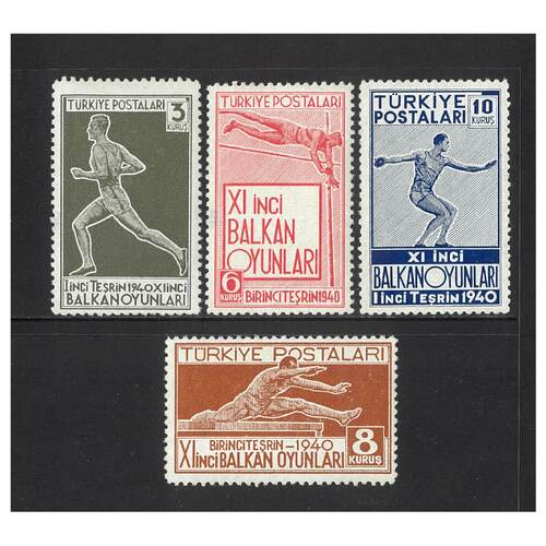 Turkey: 1940 Balkan Games Set of 4 Stamps Michel 1090/93 MUH #EU196