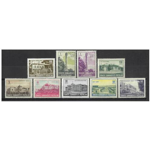 Turkey: 1963 Buildings Set of 9 Stamps Michel 1854/57, 1866, 1890, 1896/98 MUH #EU196