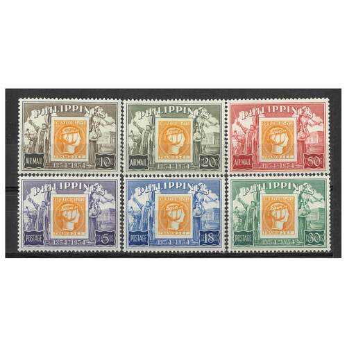 Philippines: 1954 Stamp Centenary Set of 6 Stamps Scott 605/07, C74/76 MLH #RW456