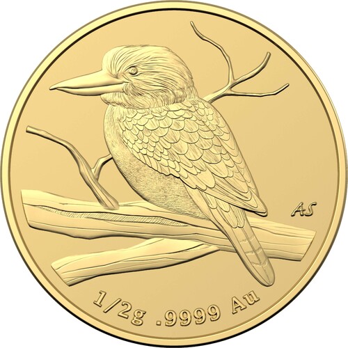 Australia 2022 Mini Kookaburra $5 1/2 gram Gold Frosted UNC Coin by RAM
