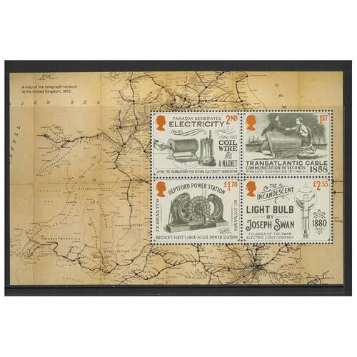 Great Britain 2021 Industrial Revolutions - Telegraph Map Booklet Pane of 4 Stamps MUH