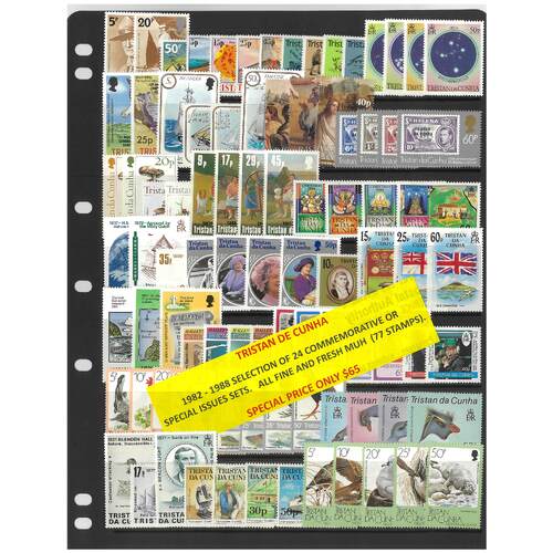 Tristan Da Cunha 1982-88 Selection of 24 Commemorative Sets 77 Stamps MUH #414