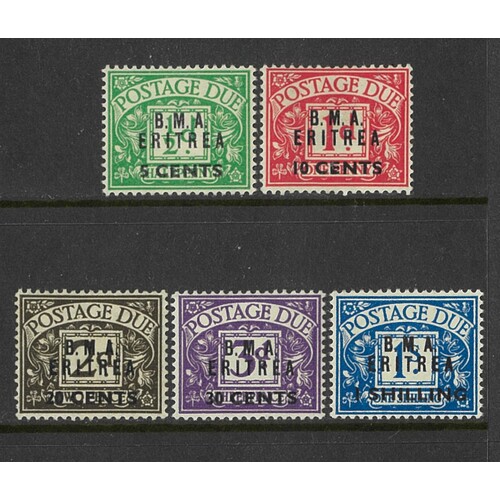 Eritrea: 1948 "B.M.A. Eritrea" Postage Due Set/5 Stamps SG ED1/5 MVLH #BR329