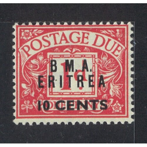 Eritrea: 1948 "B.M.A. Eritrea" Postage Due 10c ON 1d, "No Stop After B" SG ED2a MUH #BR329