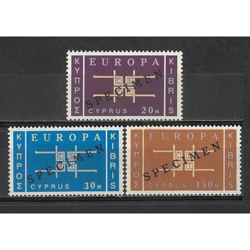 Cyprus: 1963 Europa (CEPT) Set/3 Stamps OPT Specimen SG 234/36 MUH #BR338