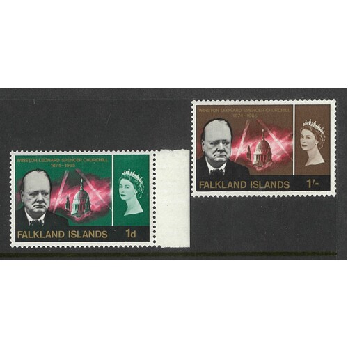 Falkland Islands: 1966 Churchill 1d and 1/- With "Inverted WMKS" SG 224w/25w MUH #BR341