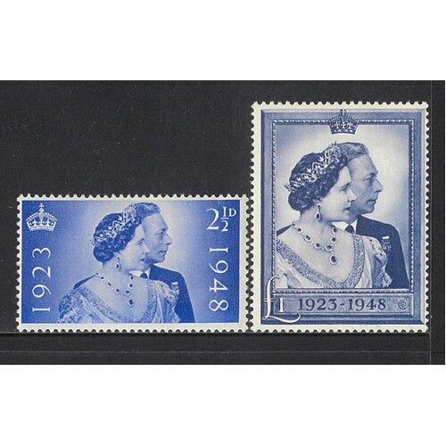 Great Britain: 1948 Silver Wedding Set/2 Stamps SG 493/94 MUH #BR353