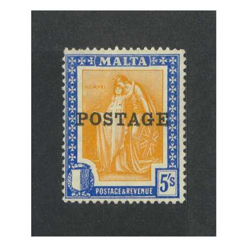 Malta: 1926 5/- OPT' d "Postage" Single Stamp SG 155 MLH #BR361