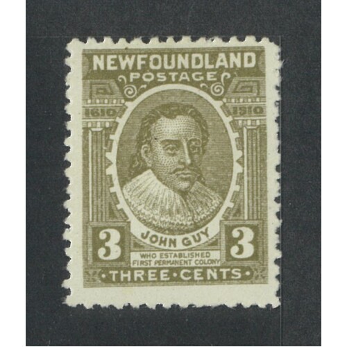 Newfoundland: 1910 3c John Guy Single Stamp SG 97 MLH #BR366