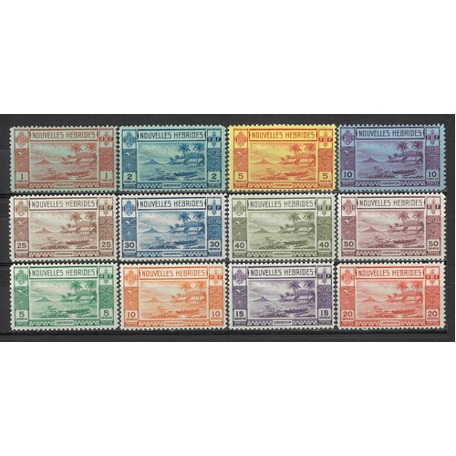 New Hebrides (French): 1938 Gold Currency Set/12 Stamps TO 10f SG F53/64 MUH #BR370