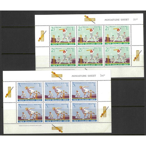 New Zealand: 1968 Health (Cricket) Mini Sheet (2) SG 902 MUH #BR376