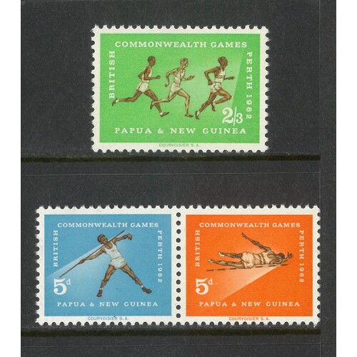 Papua New Guinea: 1962 Commonwealth Games 5d Pair and 2/3 SG 39a/41 MUH #BR383
