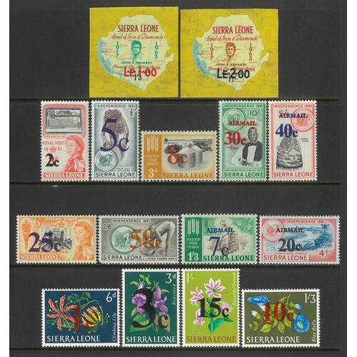 Sierra Leone: 1964 Decimal Currency Surcharges Set/15 Stamps TO 2L SG 313/27 MUH #BR387