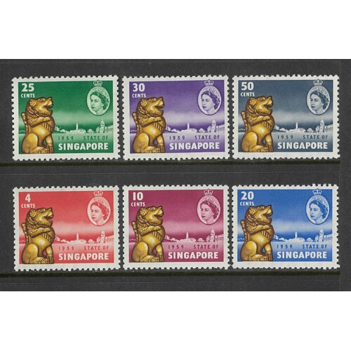 Singapore: 1959 New Constitution Set/6 Stamps SG 53/58 MUH #BR388