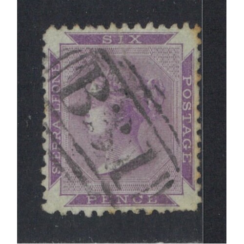 Sierra Leone: 1872 QV 6d Reddish Violet p12½ Single Stamp SG 3 USED #BR408