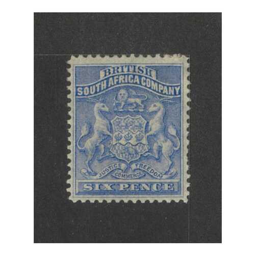 Rhodesia: 1892 Arms 6d Ultramarine Single Stamp SG 2 MH #BR408