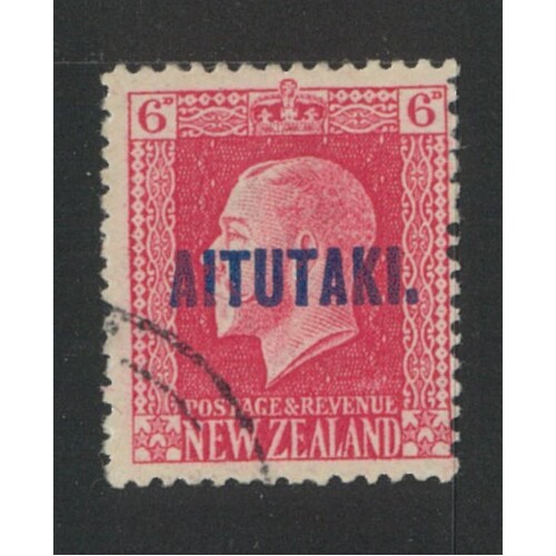 Aitutaki: 1917-1918 KGV 6d p14x14½ Single Stamp SG 17a FU #BR416
