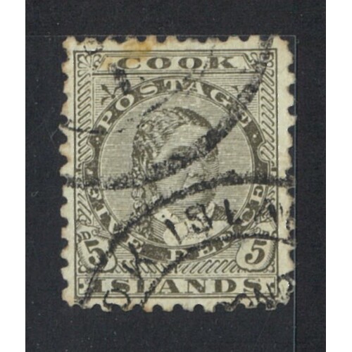 Cook Islands: 1902 5d Queen Single Stamp SG 33 (Tone Spot) USED #BR416