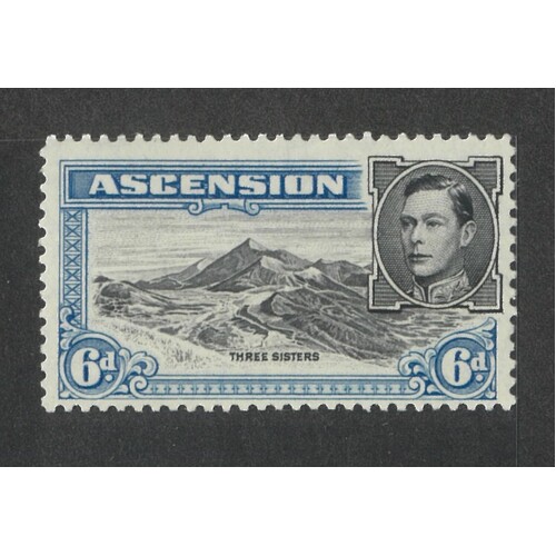Ascension: 1944 KGVI/Mountains 6d P13 Single Stamp SG 43b MLH #BR425