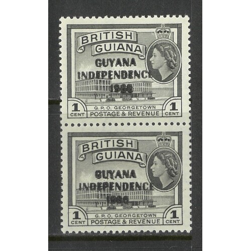 Guyana: 1967 Local OPT 1c Variety "Date Misplaced 2mm" In Pair With Normal SG 420c MUH #BR428