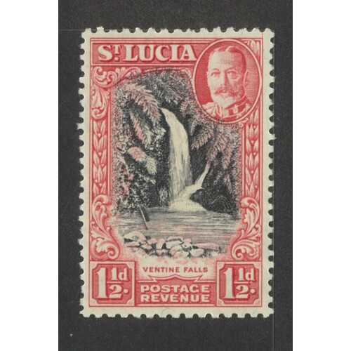 St Lucia: 1936 KGV 1½d Falls p12x13 Single Stamp SG 115a MLH #BR428