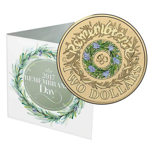 Australia 2017 Remembrance Day $2 Dollars Coloured Coin 'C' Mintmark UNC