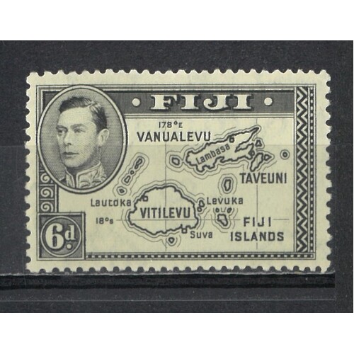 Fiji: 1938 KGV 6d Map DIE I Single Stamp SG 260 MUH #BR434