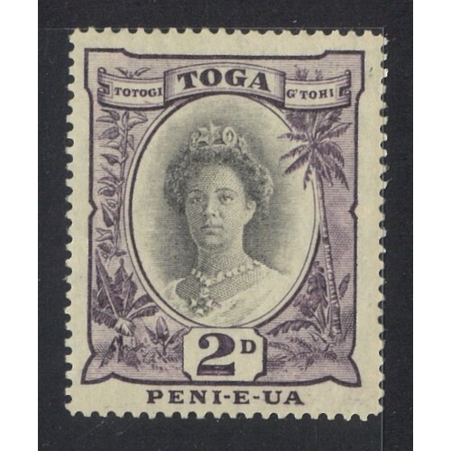 Tonga: 1924 Queen Salote 2d Black And Deep Purple DIE I Single Stamp SG 57d MLH #BR447