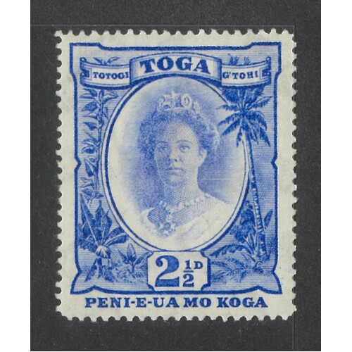 Tonga: 1934 Queen Salote 2½d Bright Ultramarine Single Stamp SG 59 MUH #BR447