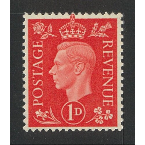 Great Britain: 1937 KGVI 1d Scarlet "WMK Sideways" Single Stamp SG 463a MUH #BR449