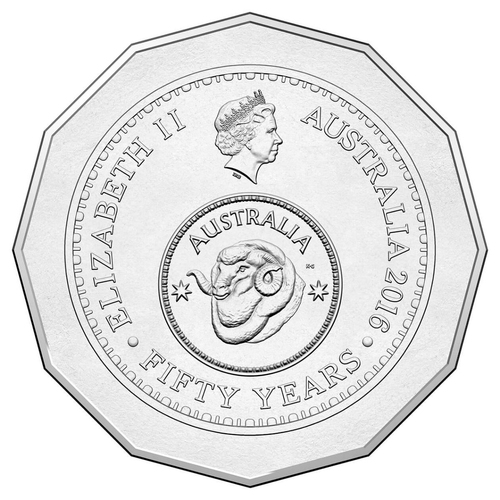 Australia 2016 Fifty Cents 50c UNC coin Ex Mint Bag 50 Years of decimal currency changeover
