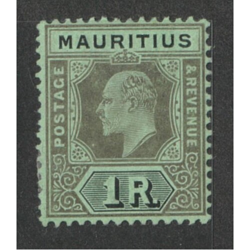 Mauritius: 1910 KEVII 1R Black/Green Single Stamp SG 192 MLH #BR379