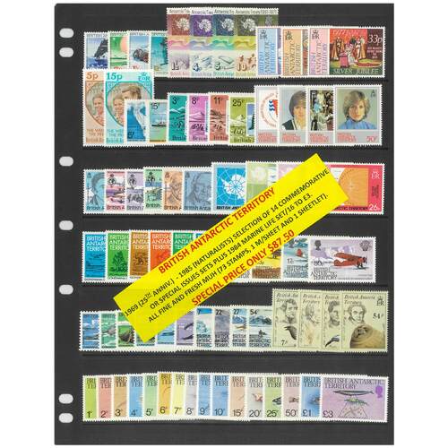 British Antarctic Territory 1969-85 14 Commemorative Sets 73 Stamps 1 Mini Sheet & 1 Sheetlet MUH #442