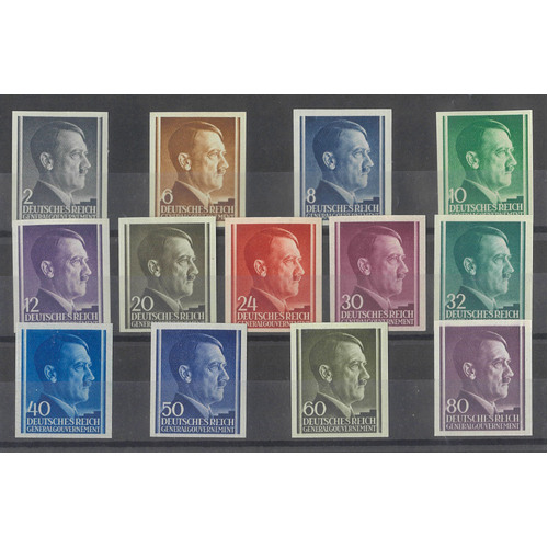 Poland General Government 1941-43 Hitler Set of 13 Stamps Imperf MUH 31-20