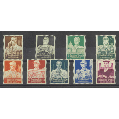 Germany 1934 Winter Relief Set of 9 Stamps Scott B59/67 Michel 556/64 MUH 31-22