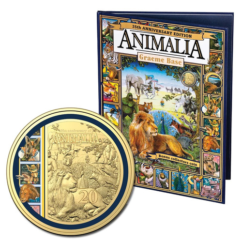 Australia 2021 20c UNC Animalia Gold Plated With Hardcover Book