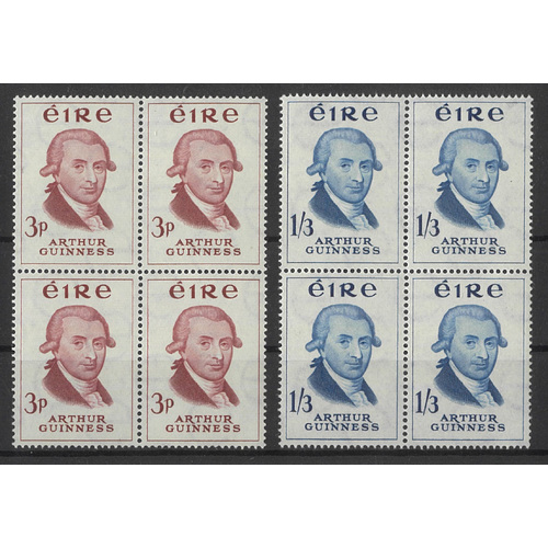 Ireland 1959 Authur Guinness Set/2 in Blocks of 4 Stamps SG178/79 MUH 15-15