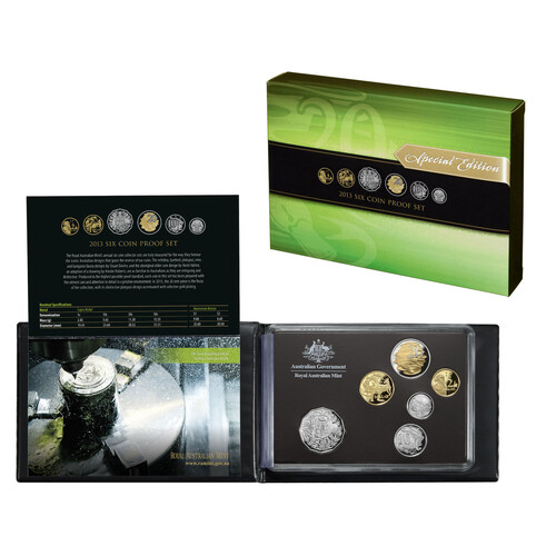 Australia 2013 Proof 6-Coin Year Set W/ Gold Plated 20c