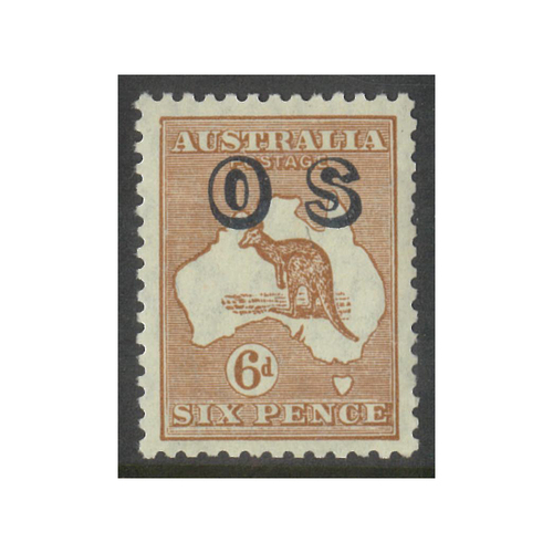 Australia Kangaroo Stamp Small Multi WMK 6d Chestnut opt OS SG O127 (BW 22(OS)A) MUH
