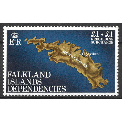 Falkland Islands Dependencies 1982 Rebuilding Fund/Map £1+£1 Single Stamp SG112 MUH
