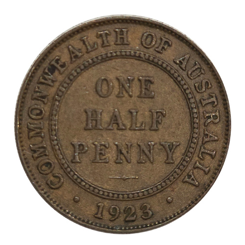 Australia 1923 Half Penny Coin Very Fine Condition
