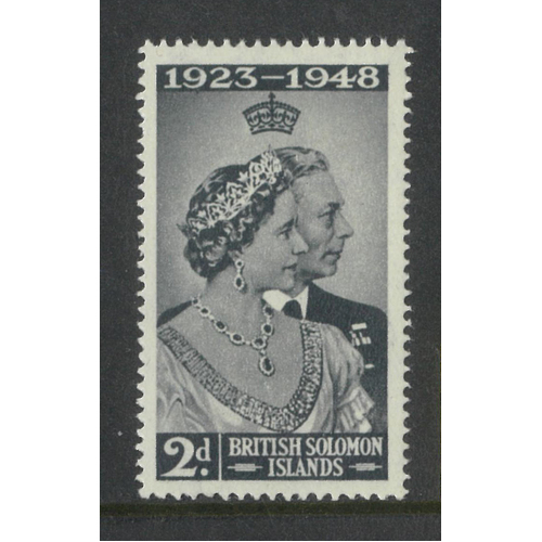 British Solomon Is. 1949 Silver Wedding 2d Stamp with Variety SG75a MUH 32-1