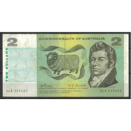 Commonwealth of Australia 1968 $2 Banknote Phillips/Randall R83 gF/aVF #2-43